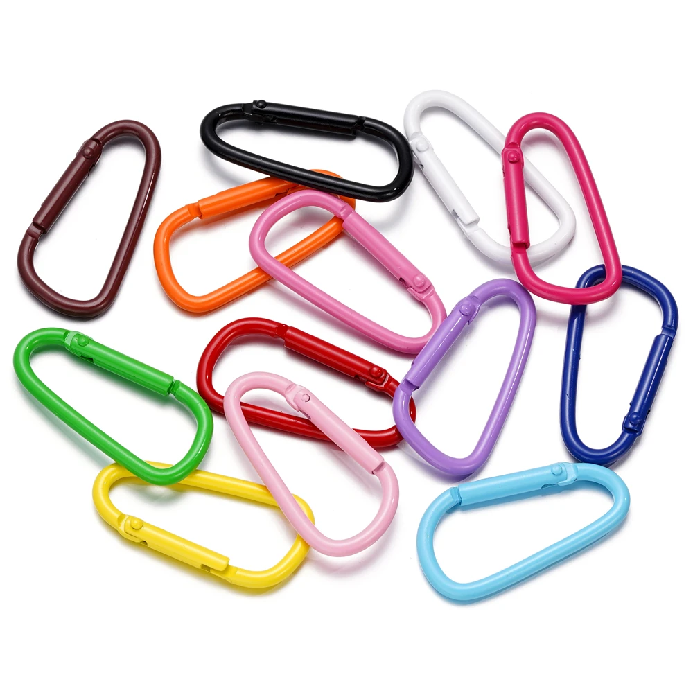 

5pcs/Lot 46x23mm D Carabiner Hook Colorful Alloy Keychain Snap Clip Hooks For Making Jewelry Key Ring Connector DIY Findings