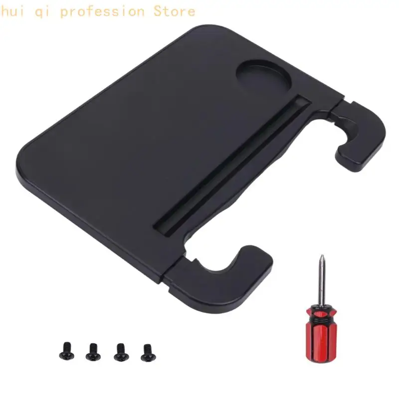 Car Desk with an Expandable Steering-Mounted Top, Cup Well, and Lower Rims for Laptop Tasks, Writing, Reading, and Waiting While