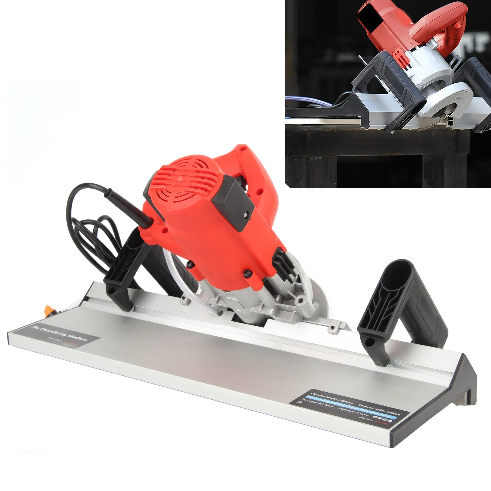 

Electric Tile Bevel Cutter Thickness Adjustment 13000RPM Less Dust 1200W Tile Chamfering Machine with Hose for 2.2m Tiles