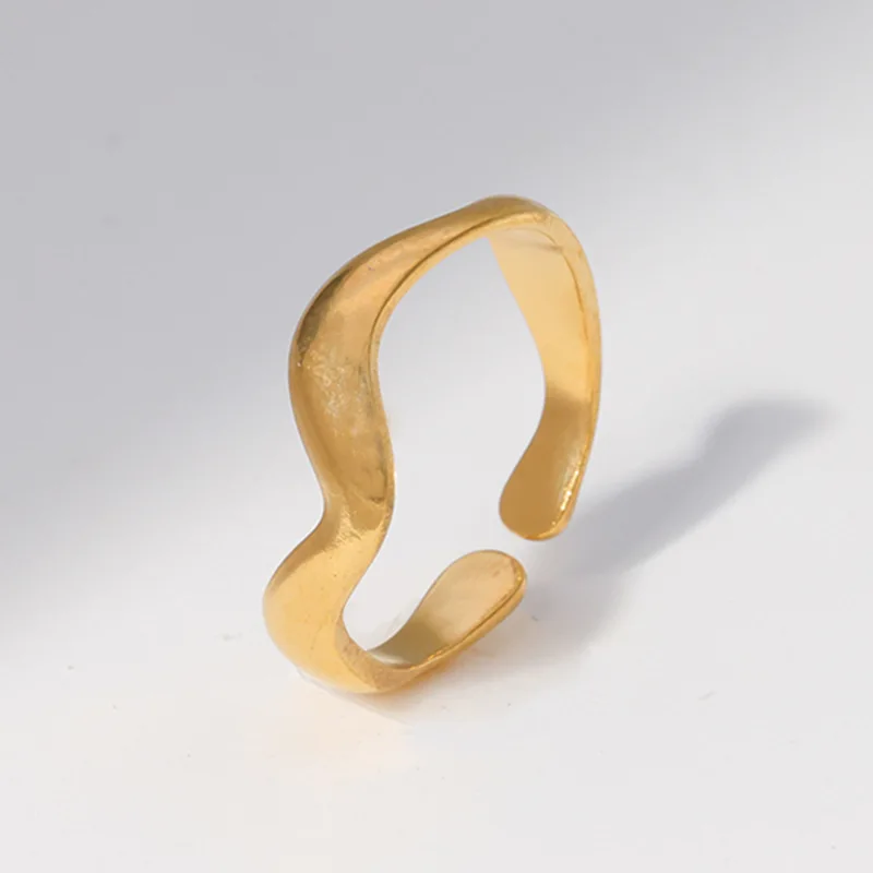 Stainless Steel Creative Handmade Rings Irregular Wave Smooth Engagement Jewelry for Women Fashion Adjustable Rings Wholesale