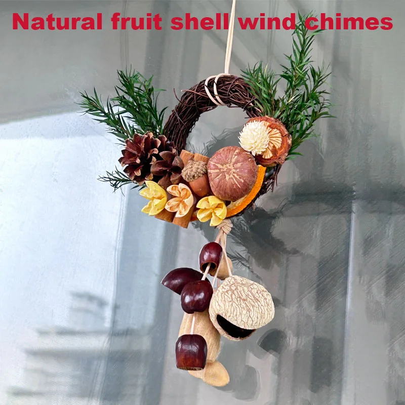 Natural Fruit Shell Wind Chimes Handcrafted Hand-cranked Bells Car Ornaments Garlands Atmospheric Home Decoration