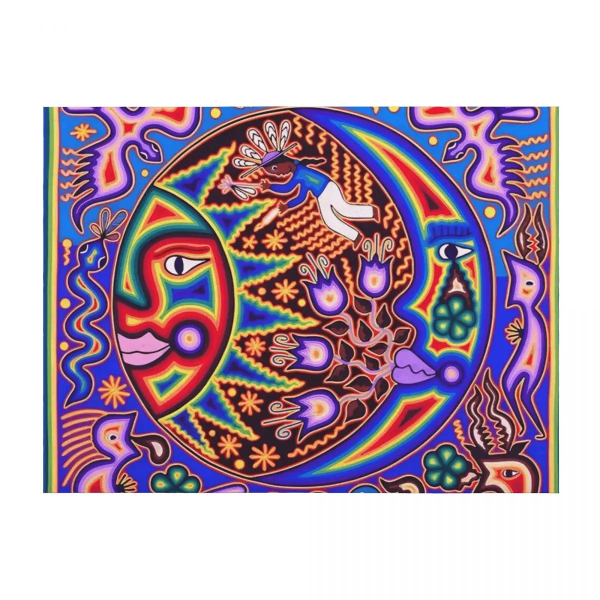 

HUICHOL SUN MOON Throw Blanket Bed linens Plaid Hairys Beach Blankets