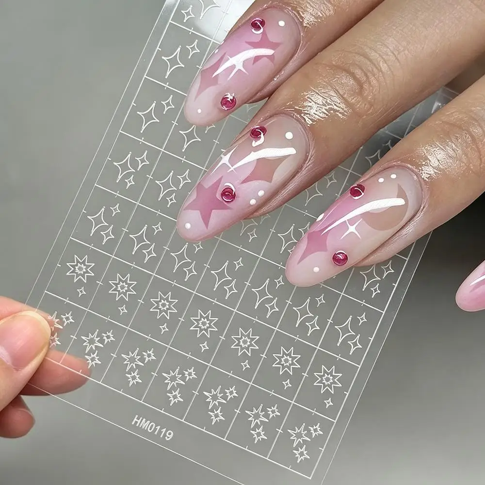 1Pcs Hollow Star Airbrush Nail Sticker Four Pointed Stars Starburst Nails Stencil Decals Spray Painted Manicure Template Tool NL