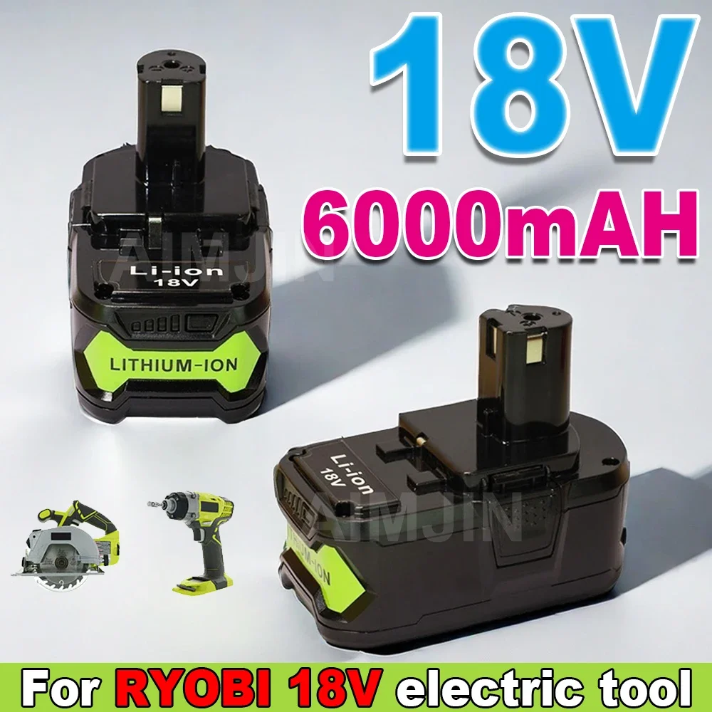 6Ah For RYOBI P108 18V  Battery 18 Volt Lithium-Ion Power Tools P104 P107 RB18L50 RB18L20 P108