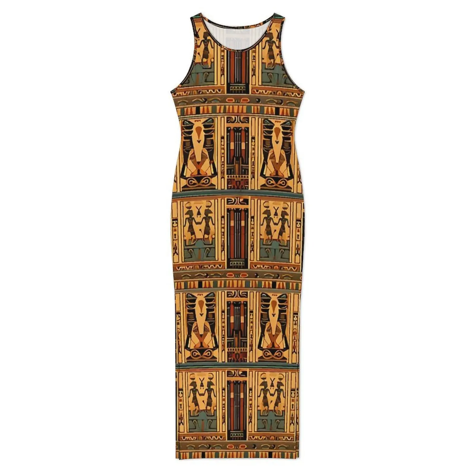 Ancient Egyptian Art Bodycon Dress Spring  Pretty Maxi Dresses Female Sleeveless Pattern Casual Y2k Dress 2XL 3XL 4XL