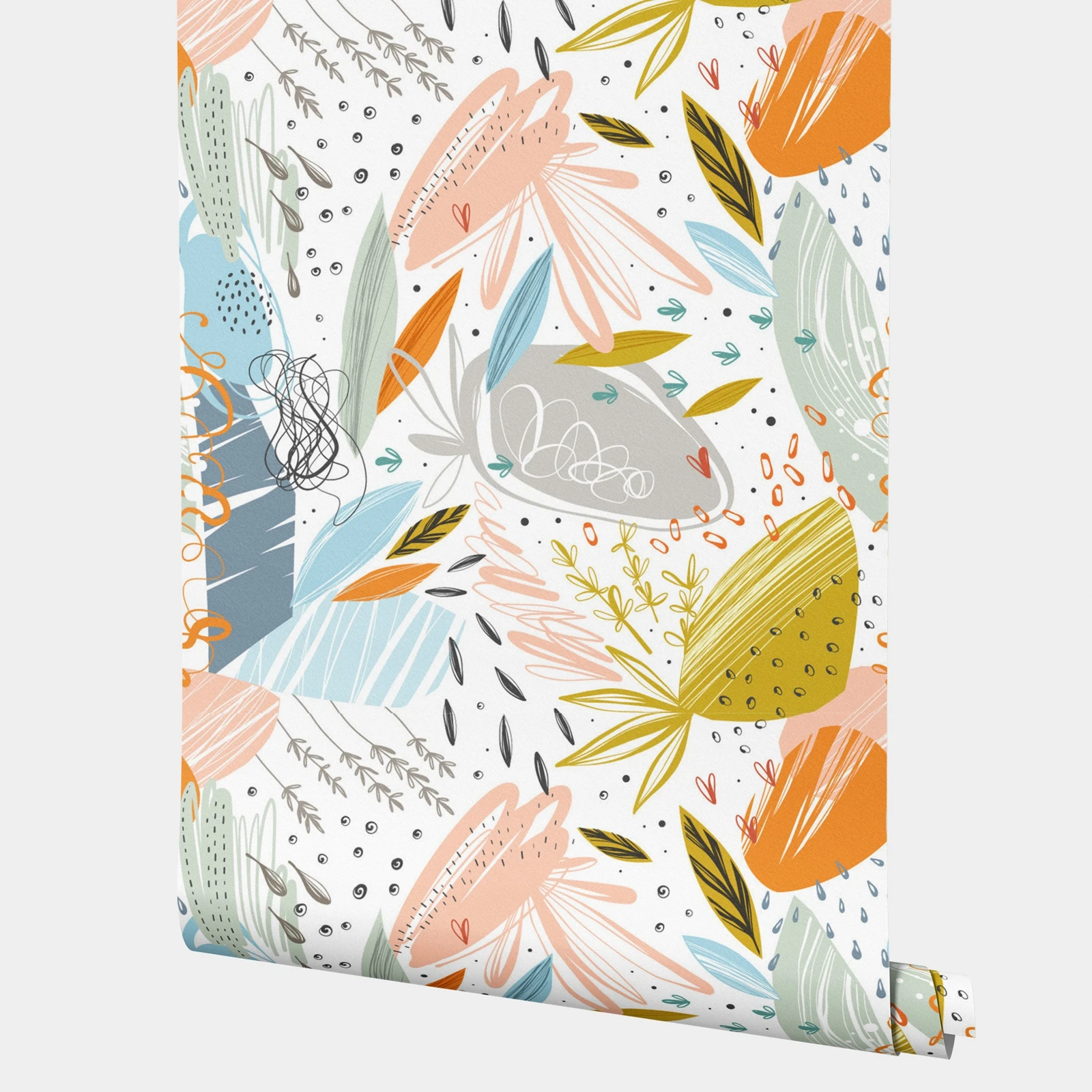 Vibrant Botanical Wallpaper With Colorful Foliage,Modern And Captivating Floral Self-adhesive Wallpaper,Mural VinylPaper Design,