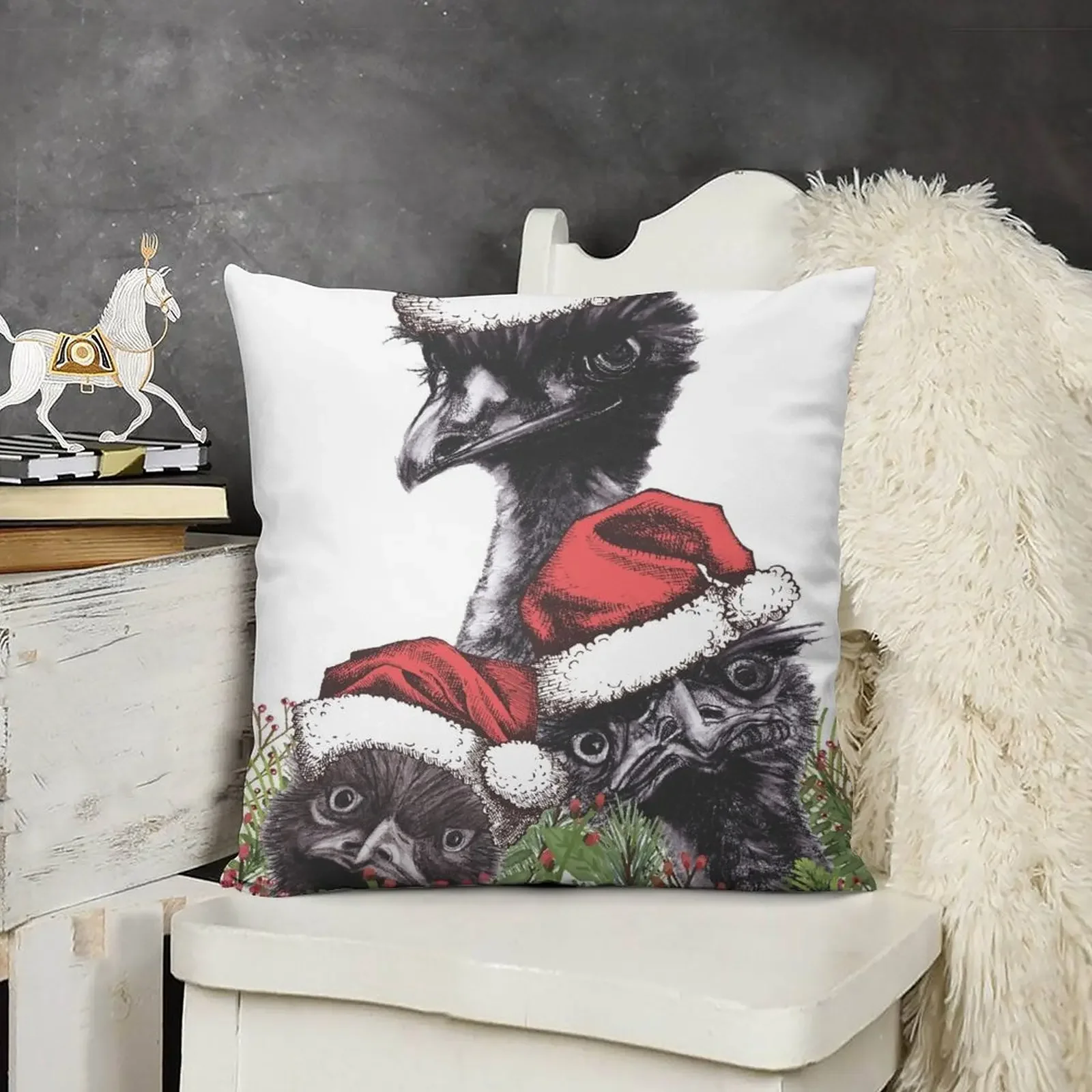 

Christmas Emus Throw Pillow Decorative pillow case Anime christmas cushions covers pillow