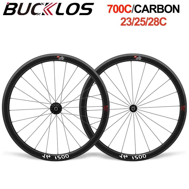 

BUCKLOS Carbon 700*23/25/28C Bicycle Wheelset 38/50mm Depth Road Bike Wheelset Ultralight 700C Wheels 9*100mm 10*130mm 10/11S