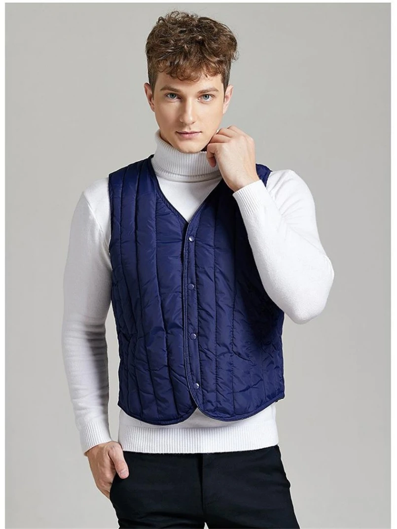 Men' Sleeveless Solid Vest Smart Casual Jackets Winter Fashion Male Down Vests Coats Men Warm Waistcoats Plus Size Clothing 3XL