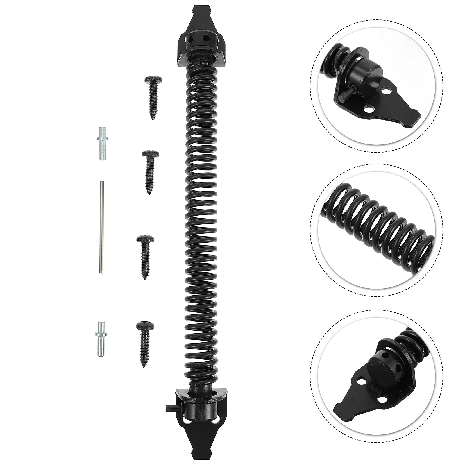 

Hinges Outdoor Gate Garden Automatic Closing Spring Kitchen Cabinet Fence Black for Gates