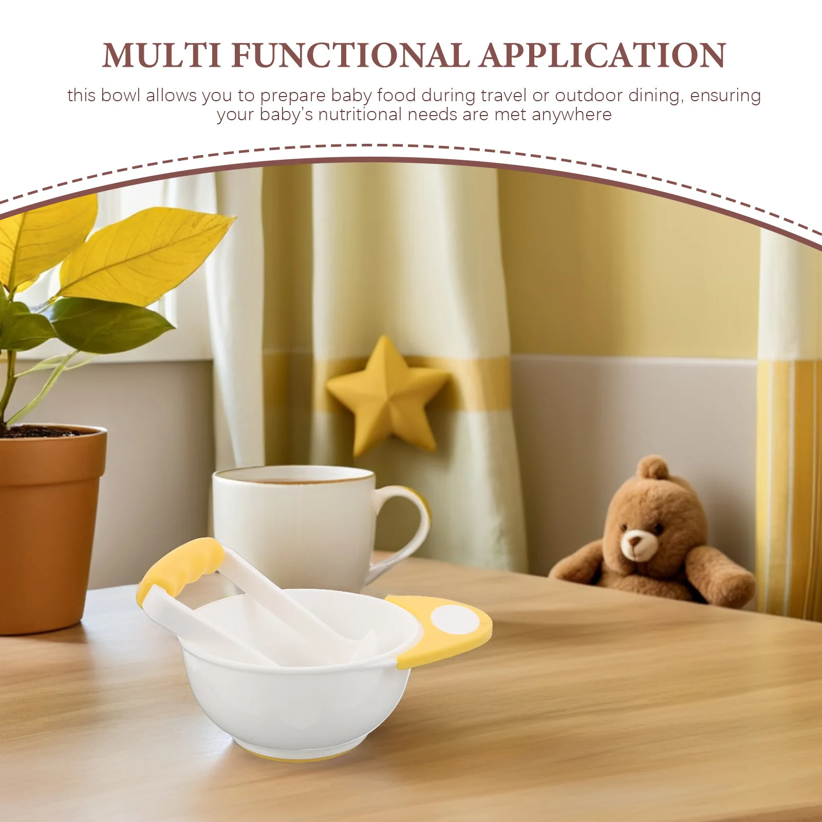 مجموعة واحدة من وعاء هراسة طعام الأطفال، أداة طحن مريحة محمولة للسفر في الهواء الطلق، تستخدم إعداد الطعام التكميلي #3