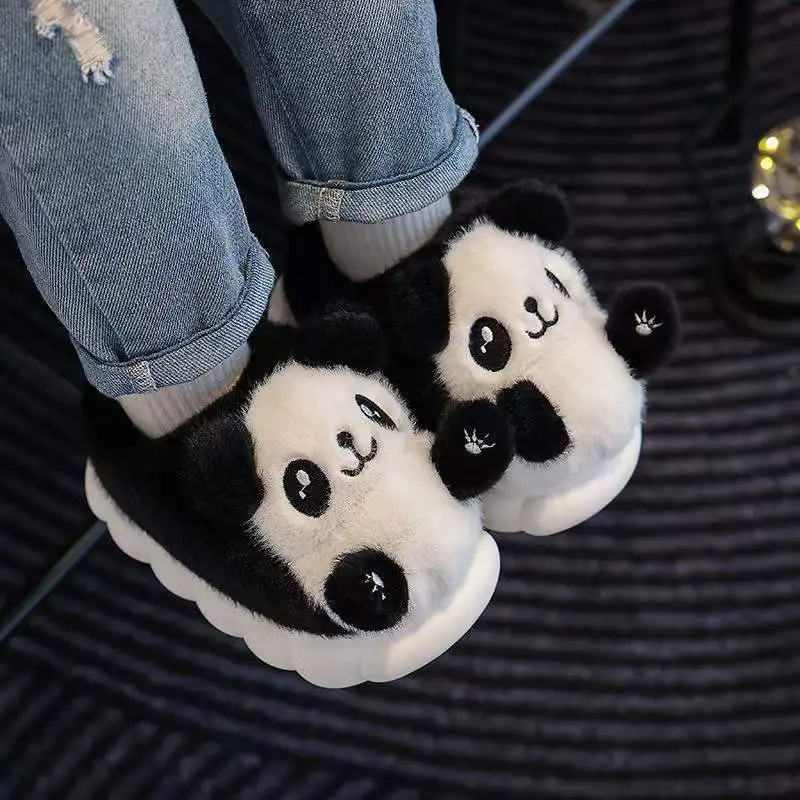 Dziecięce buty zimowe Panda rysunkowa Kapcie bawełniane Grube dno Domowe ciepłe dziecięce bawełniane buty Antypoślizgowe buty wewnętrzne dla