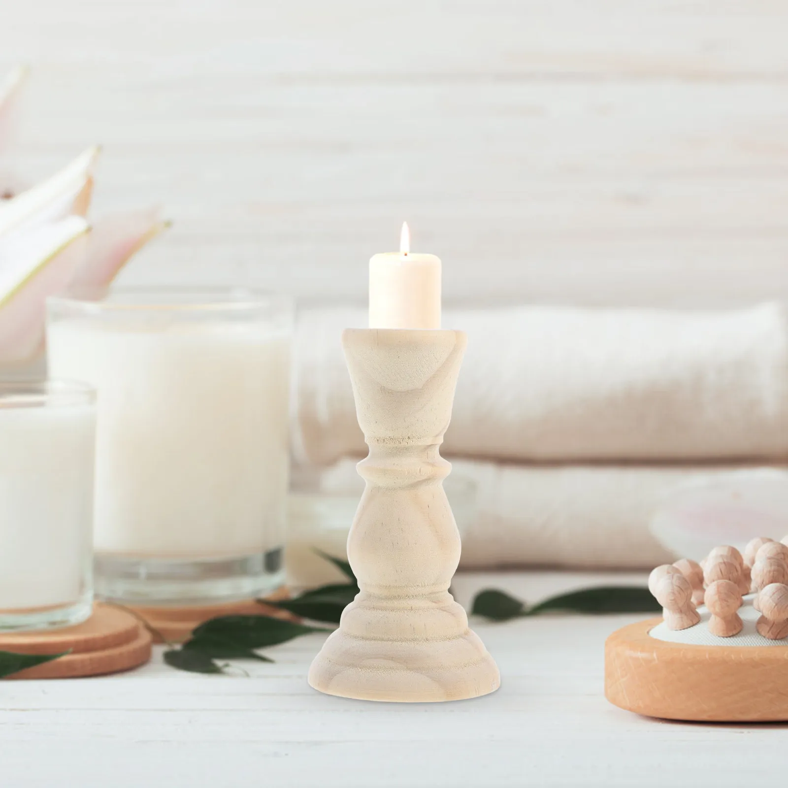 

Wooden Scented Holder Natural Minimalist Design for Home Wedding Decor Aromatherapy Stand Decorative Tea Light