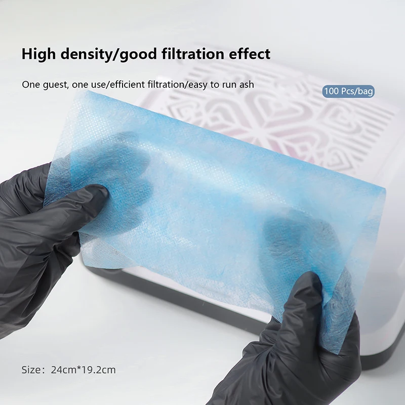 100 قطعة من وسادات تصفية مجمع الغبار للأظافر للاستعمال مرة واحدة غير منسوجة قابلة للتشذيب وغير قابلة للتساقط لصالون الأظافر
