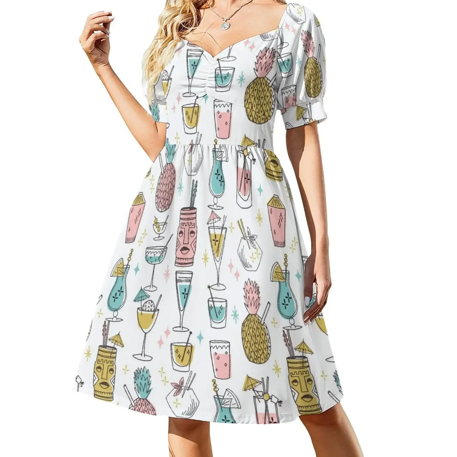 

Tropical cocktails tiki bar hawaiian drinks cute pattern by andrea lauren Sleeveless Dress summer dresses women 2025 Dress