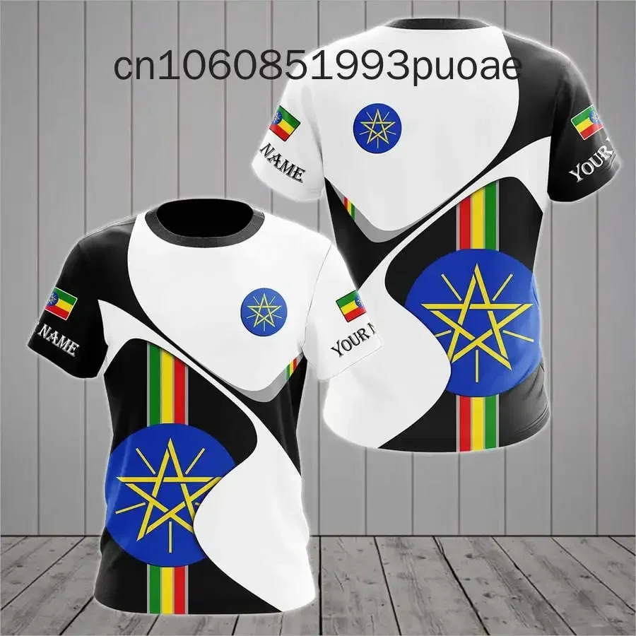 New Ethiopia Flag National Emblem 3D Print T Shirts Streetwear Harajuku Men Women Casual Sportswear O Neck Short Sleeve T-shirt