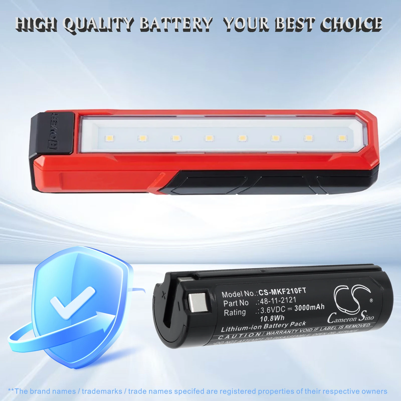 CS Replacement Battery for Milwaukee  2112-21, 2114-21, 2128-21, 2163-21,Headlamp & Flashlight PN:48-11-2121 3000mAh / 10.8Wh