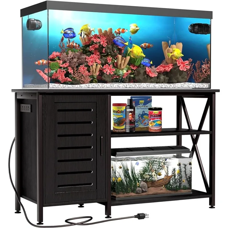 

Herture 55-75 Gallon Fish Tank Stand, Aquarium Stand with Power Outlets and Cabinet for Fish Tank Accessories Storage