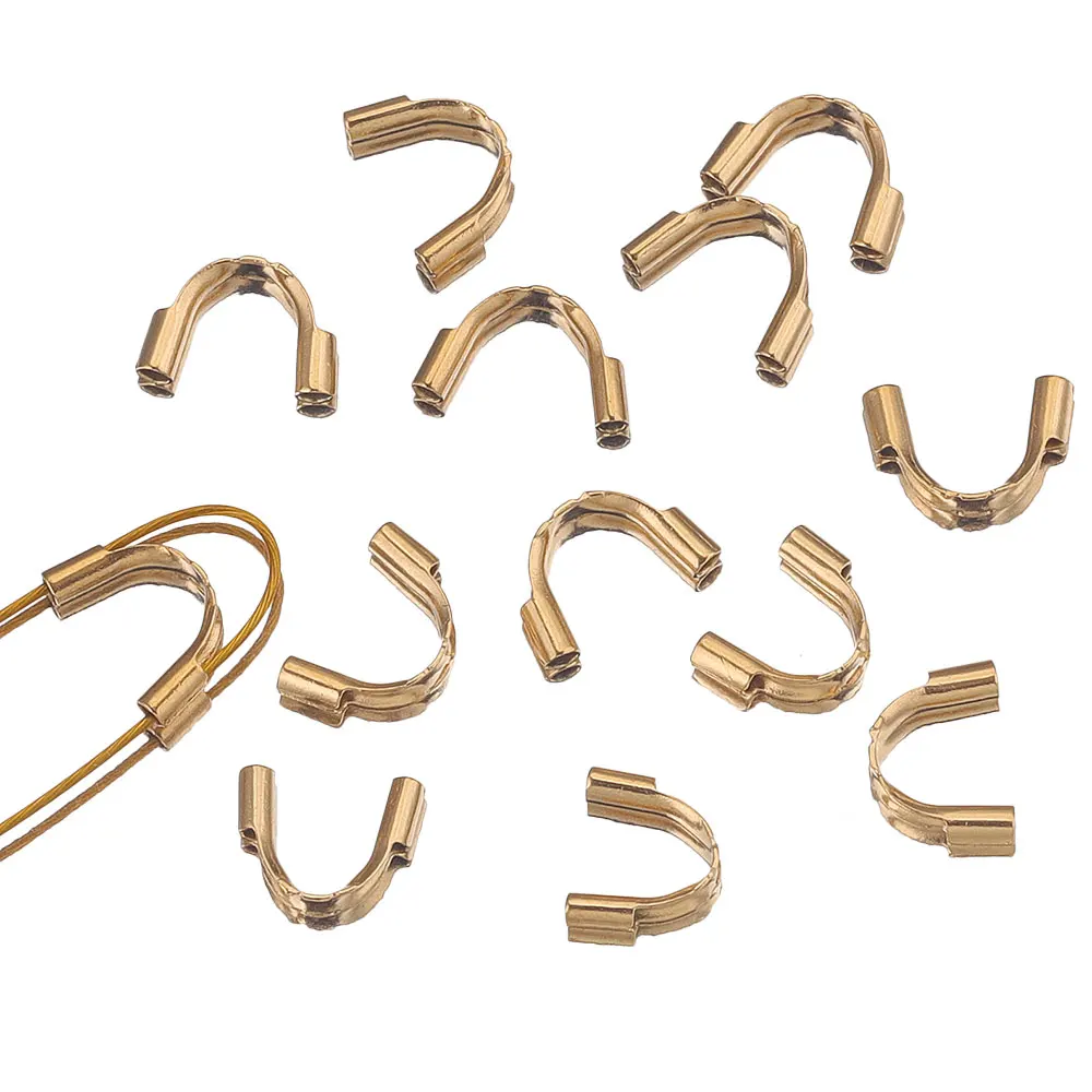 50Pcs/lot Stainless Steel Gold Shape U Wire Protectors Wire Guard Loops Clasp Connector for Jewelry Making Accessories Wholesale