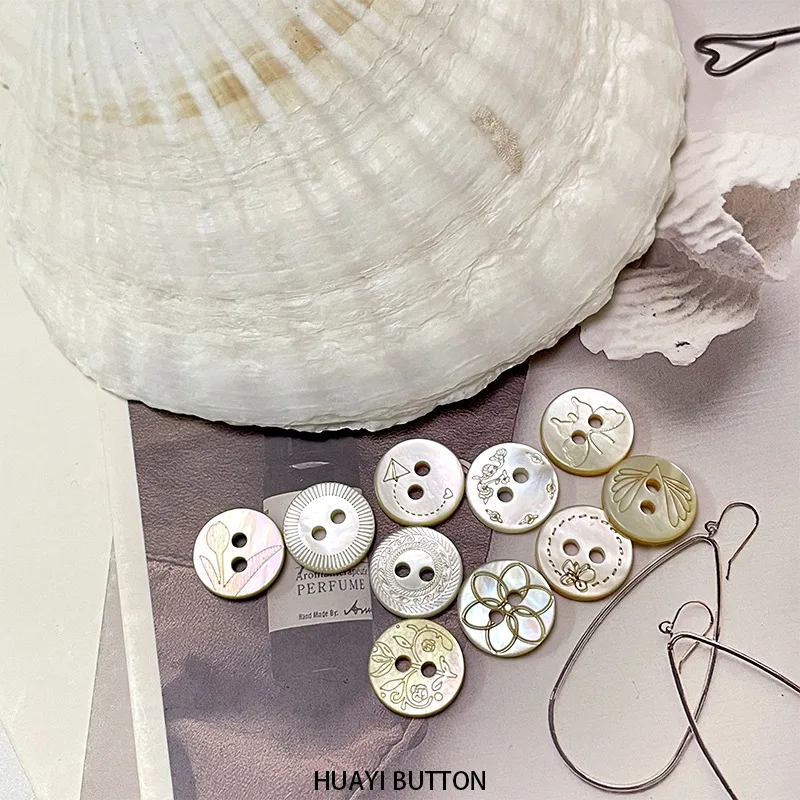 10pcs 2-Hole Shell Buttons Laser Butterfly Flowers Shirt Blouse DIY Sewing Accessories For Korean Clothing Craft Supplies