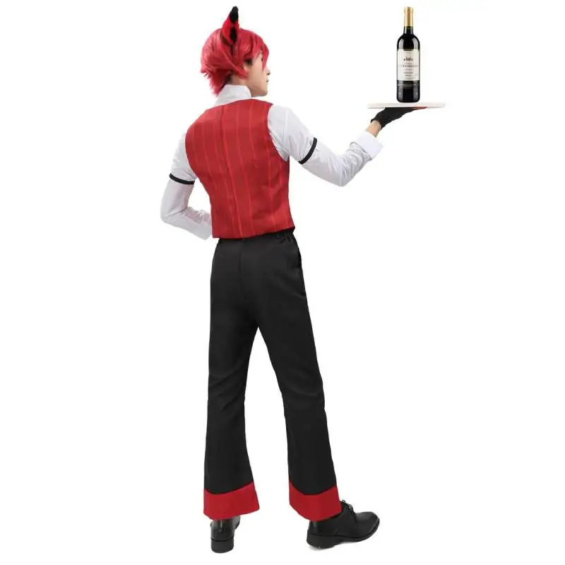 Dazcos Alastor Garçom Cosplay Traje com Colete e Calça Conjunto Completo, Roupas Uniformes para Halloween, Roupa Masculina