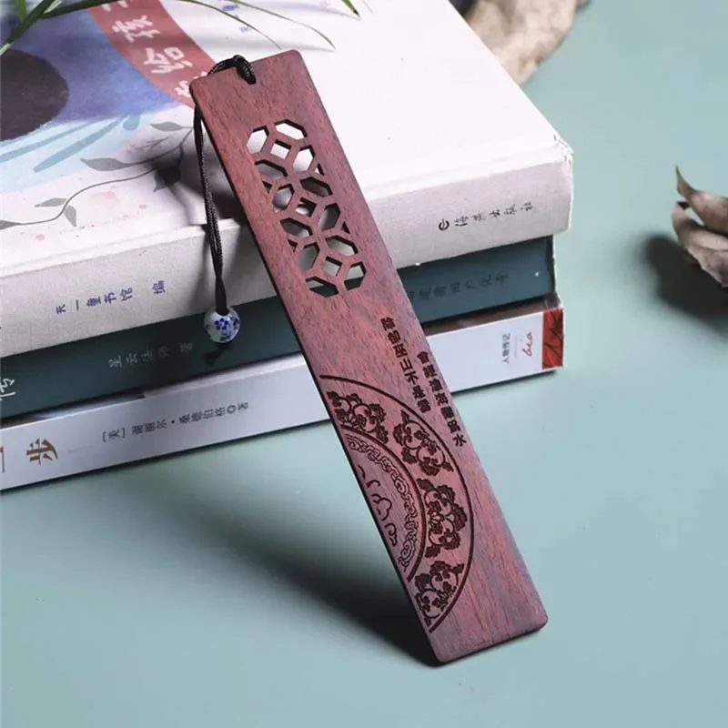 Chinese Style Carving Wooden Bookmark Creative Retro Ebony Book Mark School Gift Student Office Reading Cute Stationery Supplies