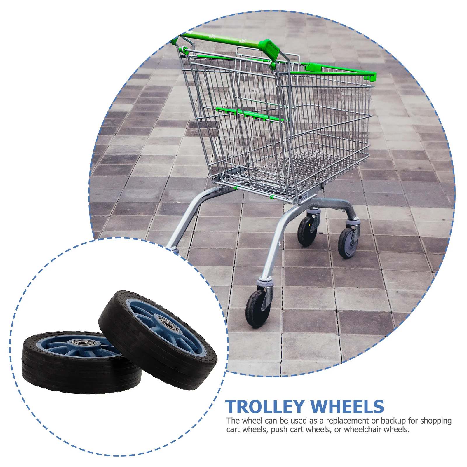 

2pcs Inch Large Walker Wheels Replacement for Shopping Cart Trolley Replacement Caster Heavy Duty Multipurpose