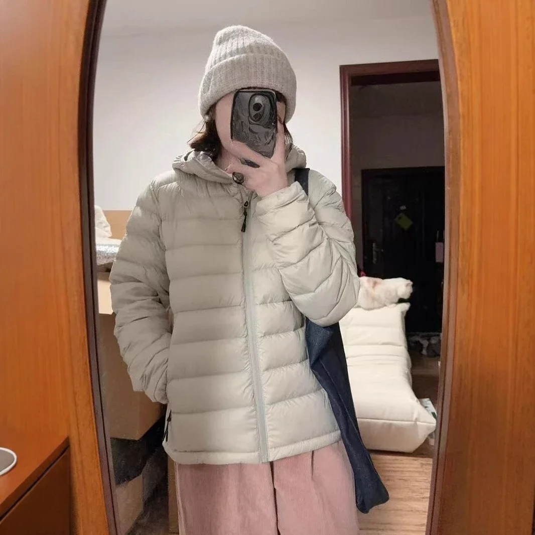 White Duck DownBeautiful Comfortable Gentle Down Jacket Short Year Light Letter Printing Winter Couple Hooded Jacket