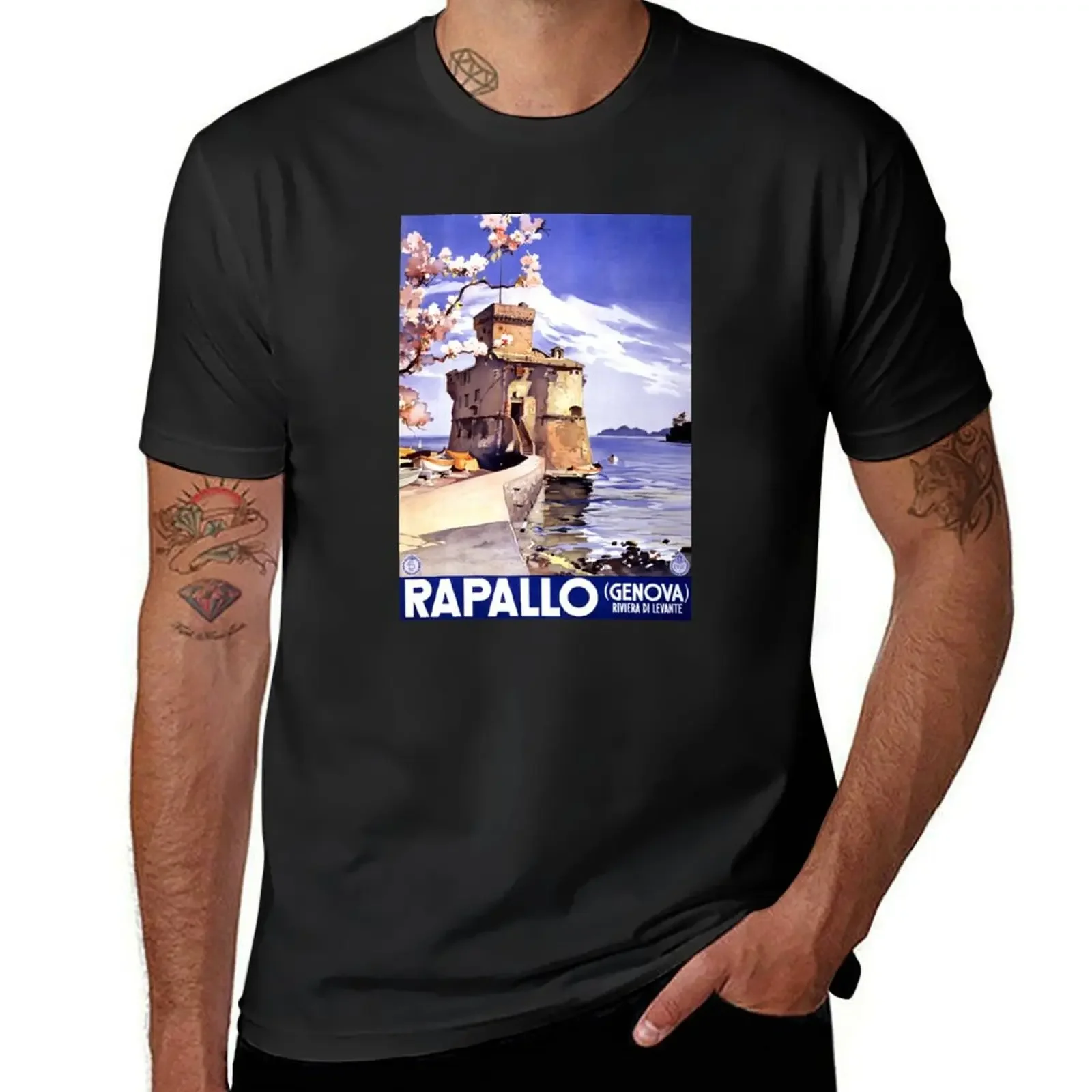 Rapallo Genova Italy Vintage Travel Poster T-Shirt anime animal prinfor boys men clothes