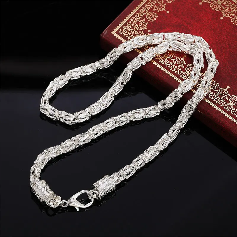 

Charm 925 Sterling Silver 20 Inches Fine Punk Necklace For Women Men Fashion Jewelry Party Wedding Accessories