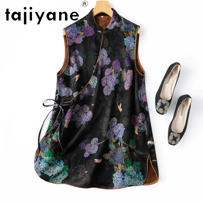 

TAJIYANE 100% Real Mulberry Silk Tanks Top Women Xiangyun Sha Embroidery Vest Elegant Chinese Style Tops Woman Clothes 2026 топ