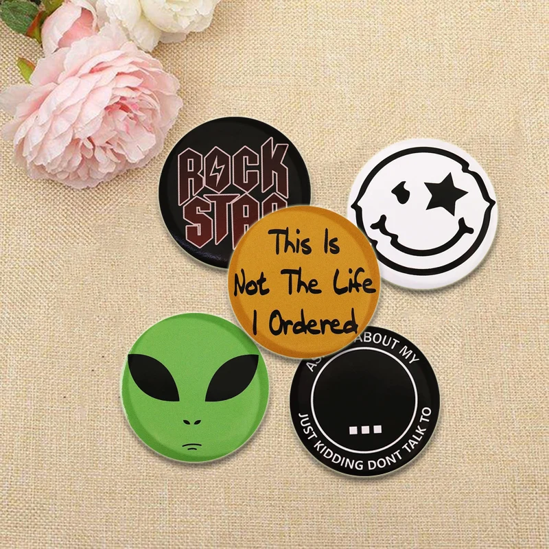 Anime Fun Animal Goose Frog Cat Alien Cherry Brooch for Hat Bag Creative Jewelry Gift Funny Cartoon Badge HD Print Handmade Pins