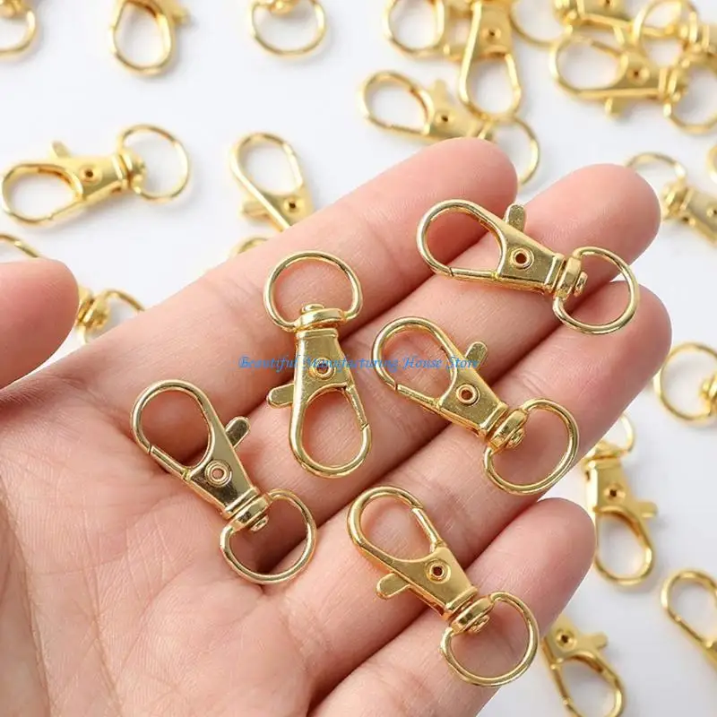E56A Gold Lobster Claw Clasp 100 Pcs Keychain Push Gate Hook Trigger Alloy Jewelry DIY Craft for Deco Jeans Bags