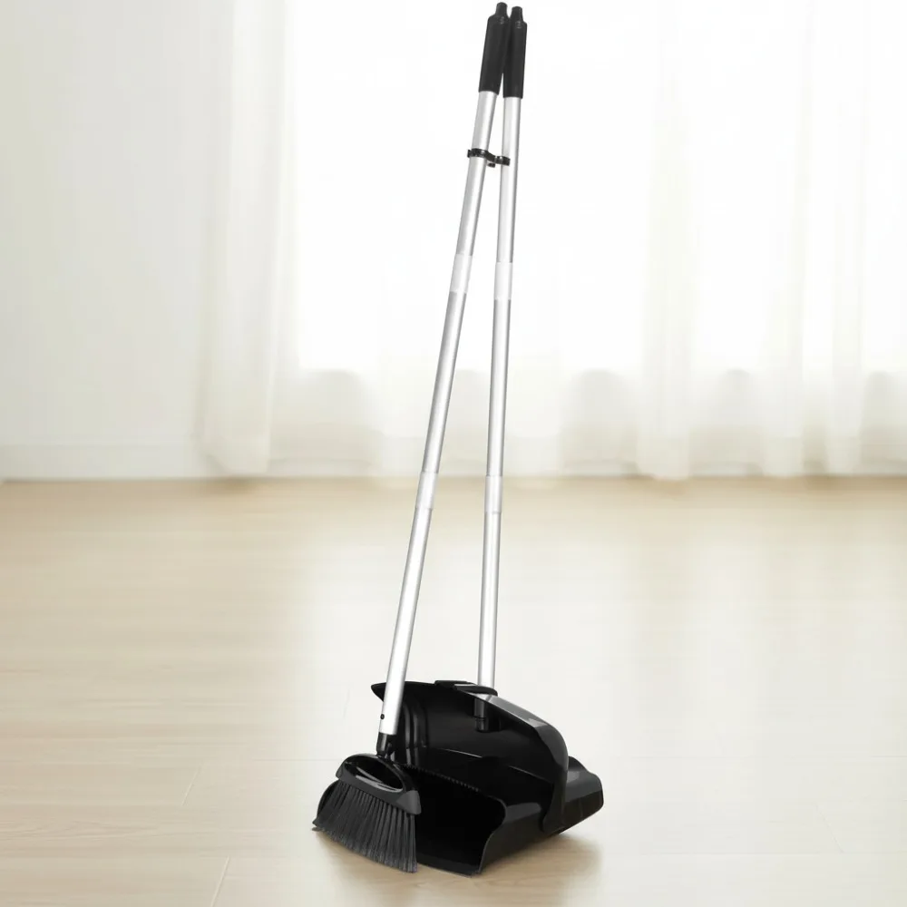 

36" Collapsible Plastic Dustpan Combo with Adjustable Broom for Home Cleaning, Space-Saving Design