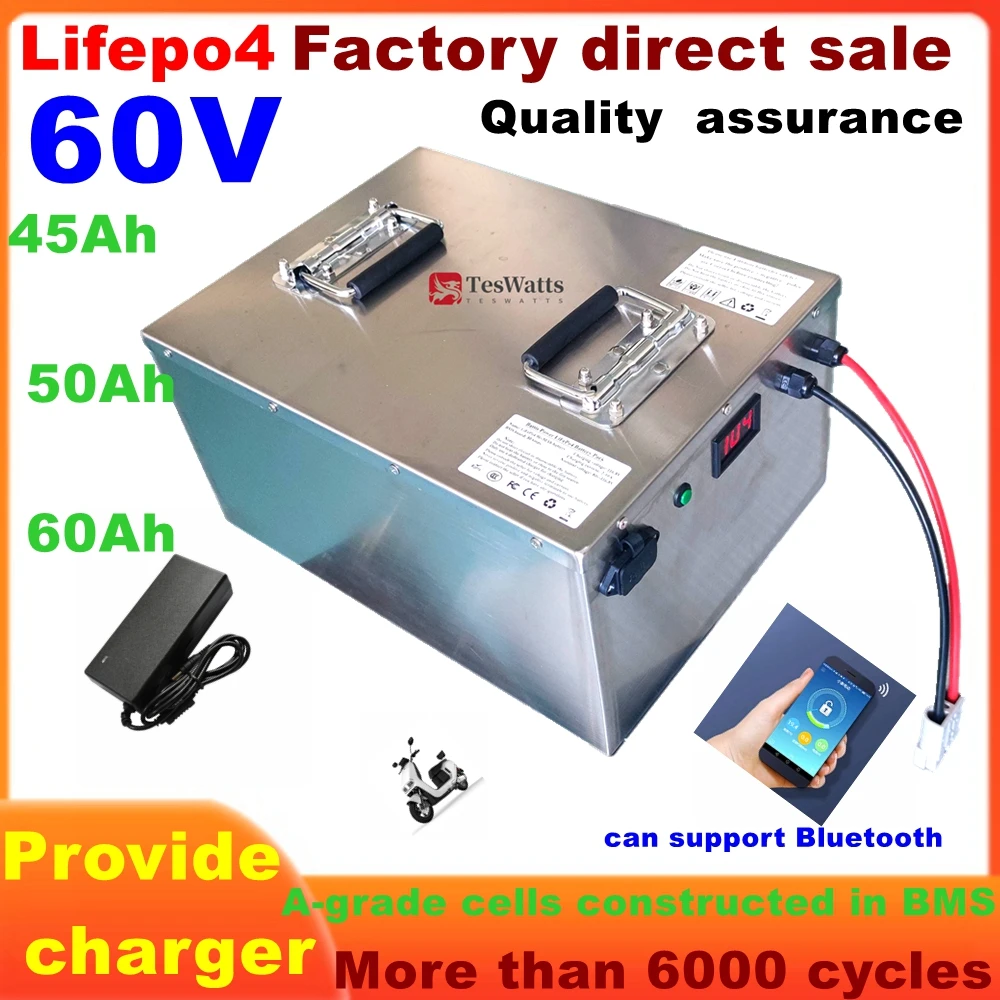 LRKK Lifepo4 60V 45Ah 50Ah 60Ah Lithium Battery for 3000W Mini Motorized 3wheel Adult Electric Tricycle Covered Mobility Scooter