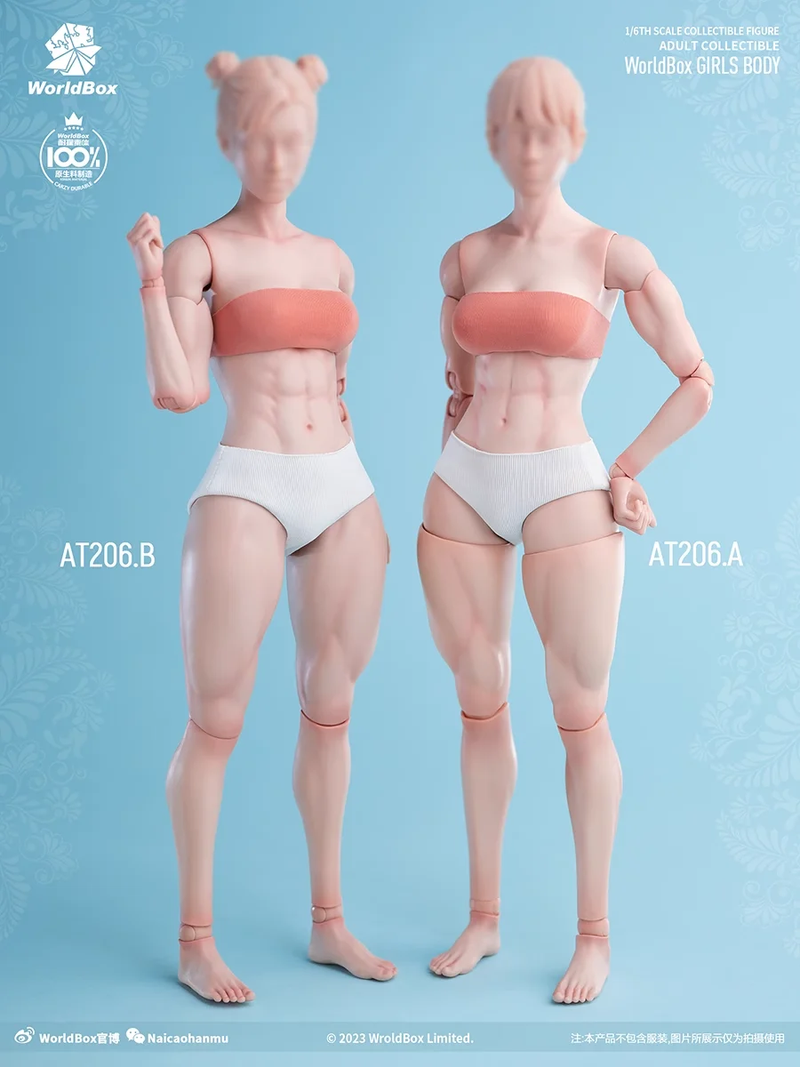 Worldbox 1/6 échelle AT206 fille corps articulé musculaire pâle clair Tan 12 ''femelle soldat figurine poupée jouets avec bras remplaçables