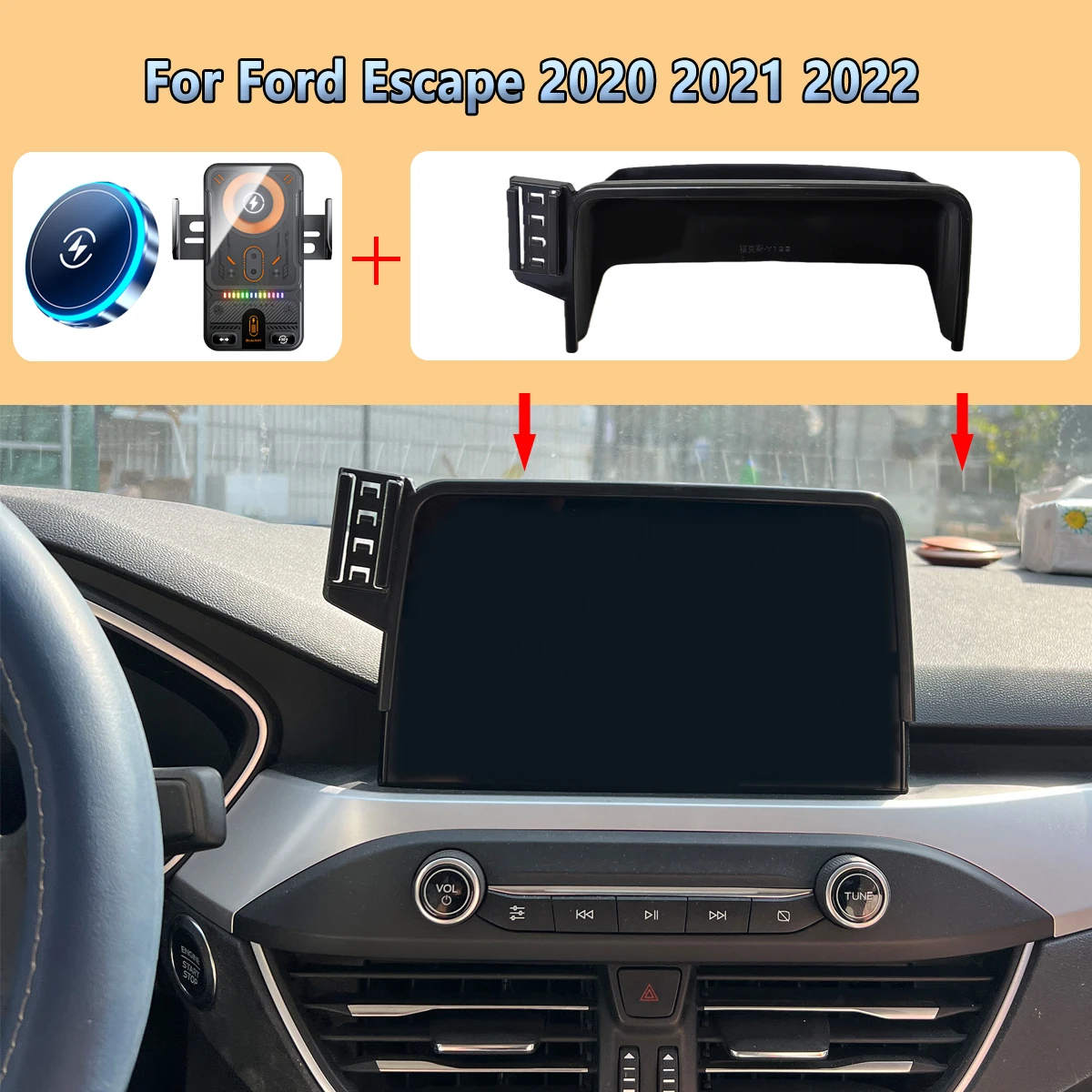 

Car Phone Screen Holder For Ford Escape 2020 2021 2022 Magnetic Wireless Charging Car phone For Magsafe Display panel Mount