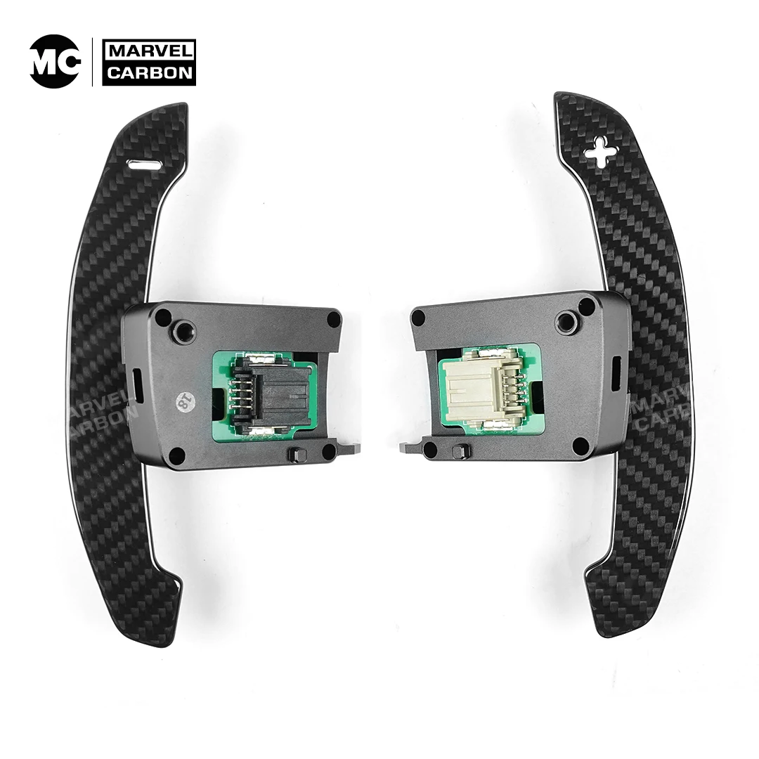 MC Fif For Mustang GT Shelby Glossy Carbon Fiber Steering Wheel Magnetic Shift Paddle Magnetic Attraction Function