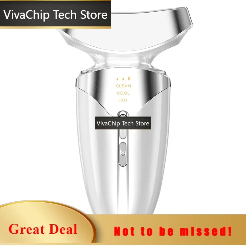 VivaCTUpgraded Hot Cool Face Neck Beauty Massager 3 In 1 LED Photon Facial Sculpting Skin Care Tool For Face Puffiness And Smoot
