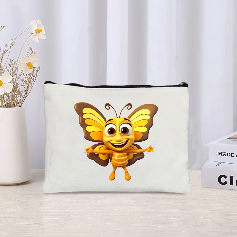 Cute Butterfly Cartoon Pencil Case Children Cosmetic Cases Trendy Makeup Pouch Bag Gift for Butterfly Lover Lipstick Storage Bag