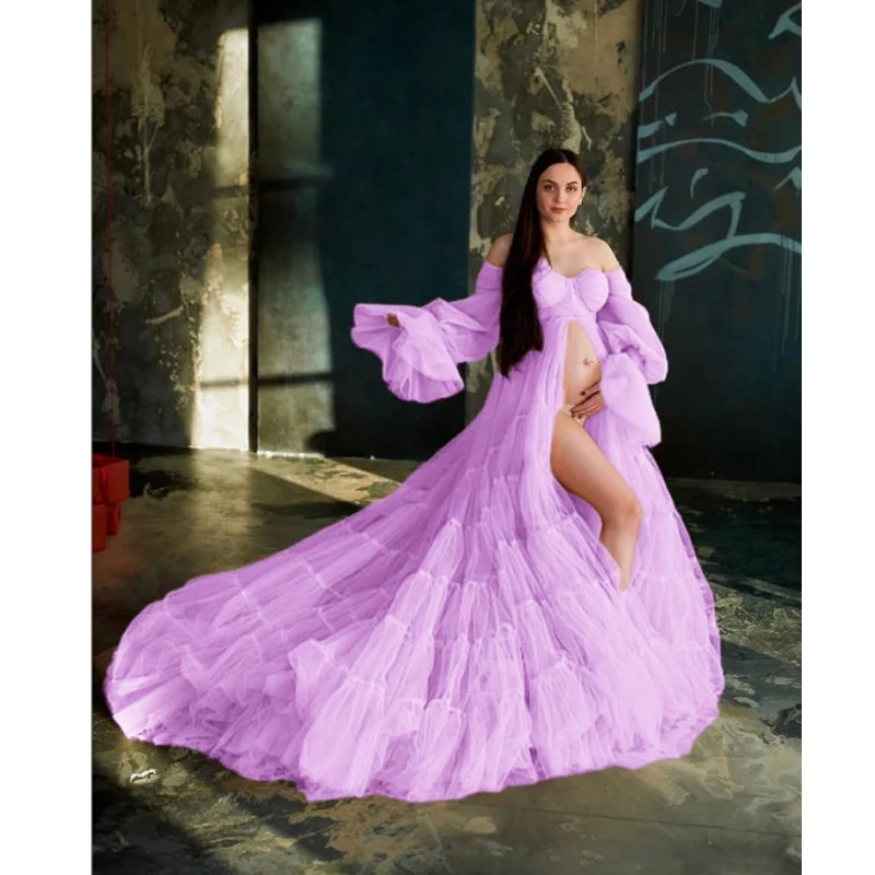 فستان حمل للحمل من التول الأبيض لالتقاط الصور، فستان حمل من التول لاستحمام الطفل فساتين حفلة فيستدوس بارا إمبارازاداس