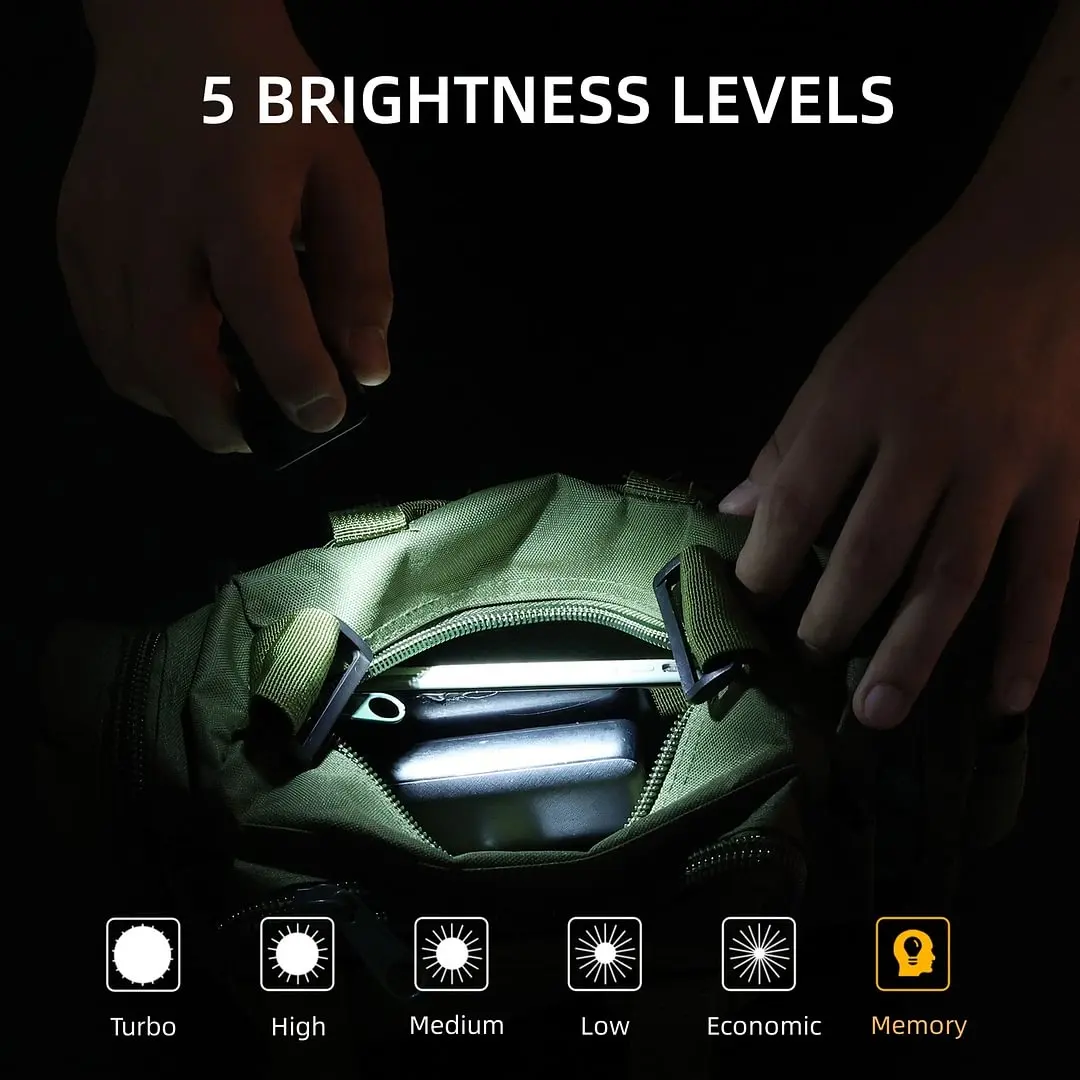 APLOS L01 linterna LED EDC portátil, llavero, luz de trabajo recargable tipo C con imán UV, linterna de bolsillo para acampar y senderismo