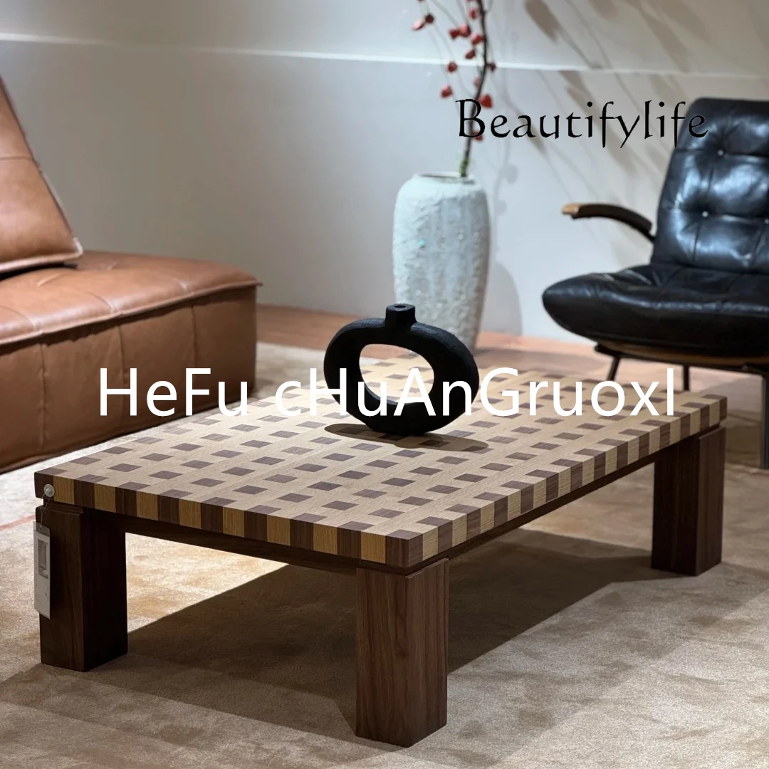 

Medieval style solid wood coffee table living room home creative retro style tea table negotiation art square coffee table