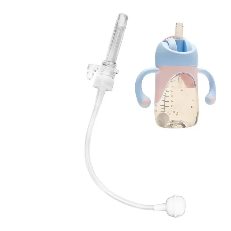 Baby Feeding Accessories Children Water Cup Straw Liquid Silicone Sippy Drink Bottle Replacement  Reusable Leak-Proof