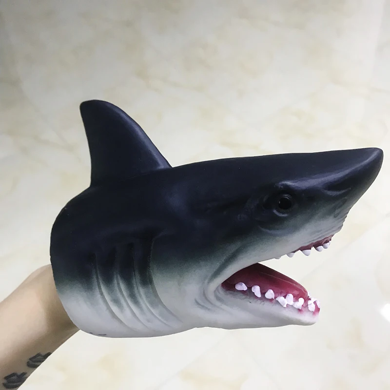 Marionnette à main de requin réaliste pour enfants, gants souples en PVC, tête d'animal DolDave, modèle de doigt d'action, jouet d'Halloween, cadeau amusant