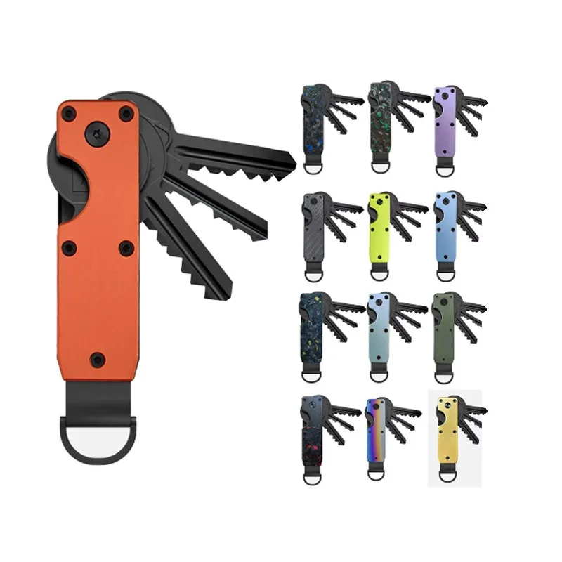 Multifunctional Metal Key Holder With Reserved Slot For AirTag Portable Key Storage Keychain