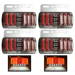 4Pcs Trailer Clearance Lights 24V Truck LED Side Flashlight Dynamic Turn Signal Side Position Light Amber White Red