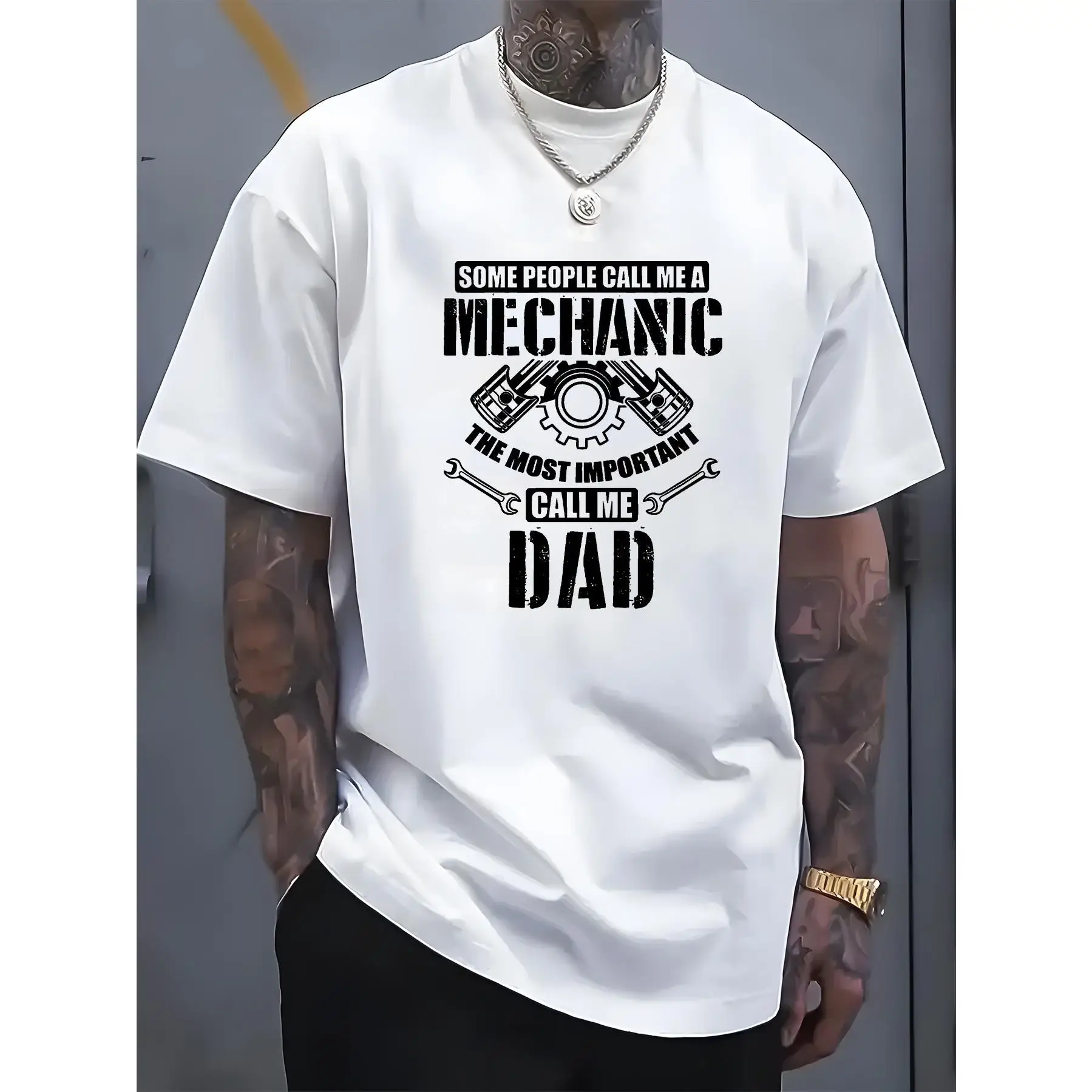 

Men's Mechanic Dad T-Shirt | "Most Important Call Me Dad" Graphic Tee | Father's Day Engineer Gift Auto Repair Top