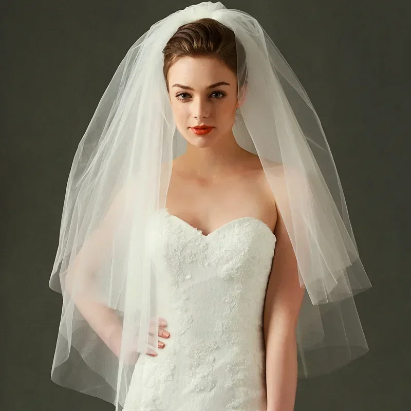 White Two-Layer Bridal Veil with Comb