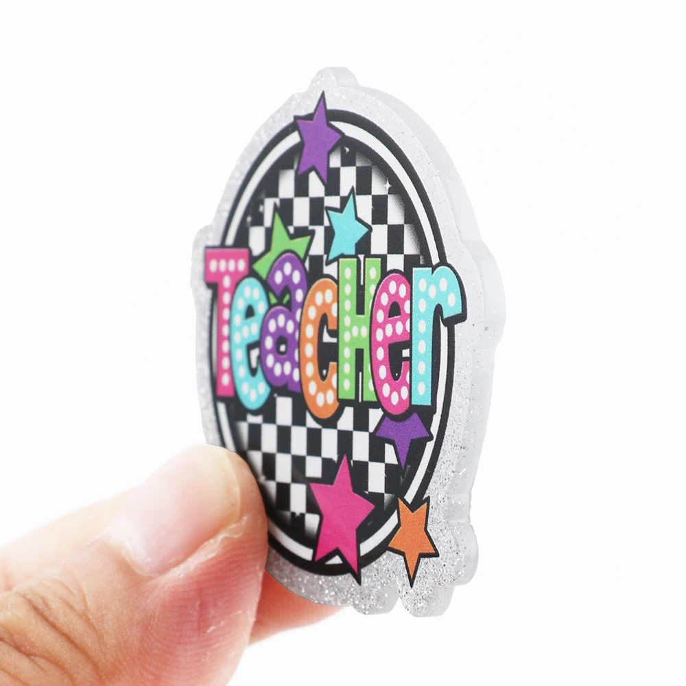 10Pcs Acrylic Flatback Glitter Planar Resins Shiny Glitter DIY Handmade Accessories For Jewelry Making Brooch Card Cover Hairpin